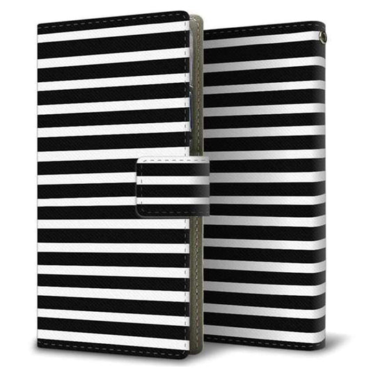 SoftBank シンプルスマホ4 704SH 画質仕上げ プリント手帳型ケース(薄型スリム)【330 サイドボーダーブラック】