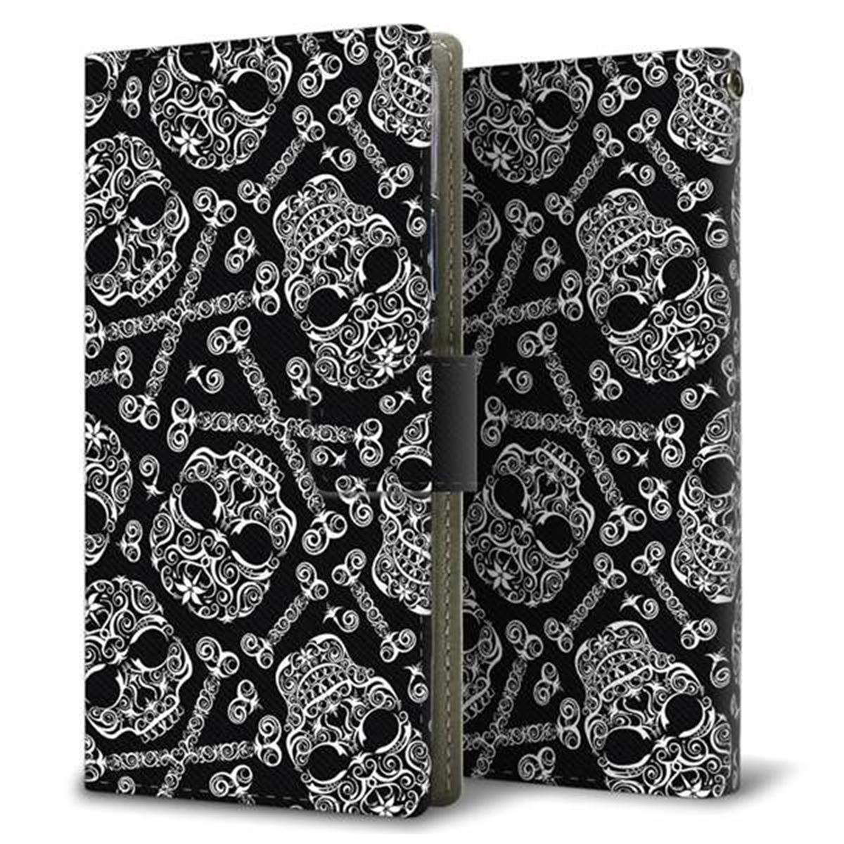 au エクスペリア8 SOV42 画質仕上げ プリント手帳型ケース(薄型スリム)【363 ドクロの刺青】