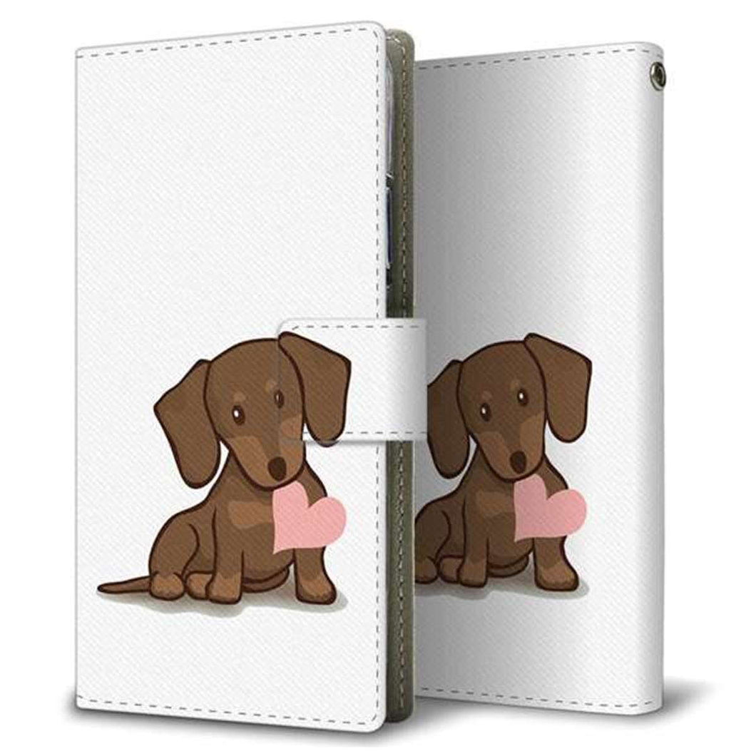 au ギャラクシー S10+ SCV42 画質仕上げ プリント手帳型ケース(薄型スリム)【394 I love ダックス】
