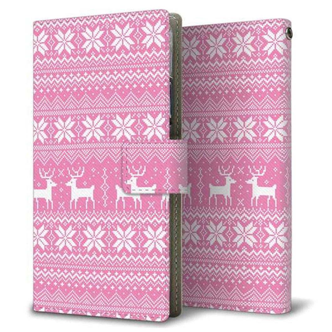 AQUOS sense6 SHG05 au 画質仕上げ プリント手帳型ケース(薄型スリム)【544 シンプル絵ピンク】