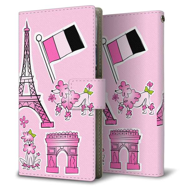 SIMフリー トーンモバイル TONE e21 高画質仕上げ プリント手帳型ケース(薄型スリム)【578 ピンクのフランス】