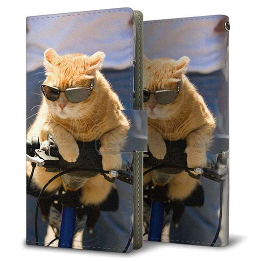 au ギャラクシー ノート10+ SCV45 画質仕上げ プリント手帳型ケース(薄型スリム)【595 にゃんとサイクル】