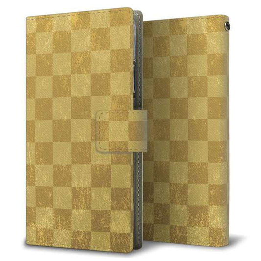 au ギャラクシー S9+ SCV39 画質仕上げ プリント手帳型ケース(薄型スリム)【619 市松模様－金（骨董風に傷んだイメージ）】