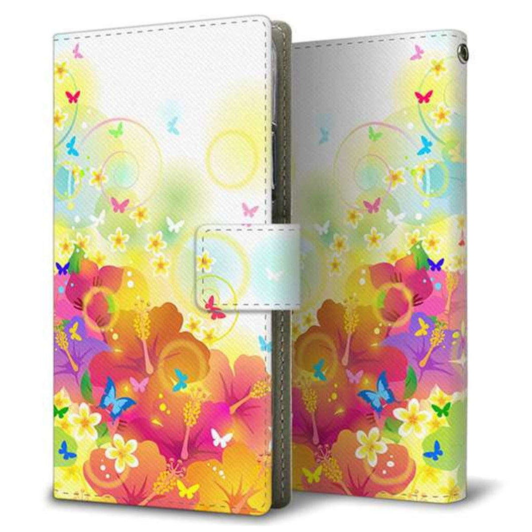 HUAWEI（ファーウェイ） P40 lite E ART-L29N 画質仕上げ プリント手帳型ケース(薄型スリム)【647 ハイビスカスと蝶】
