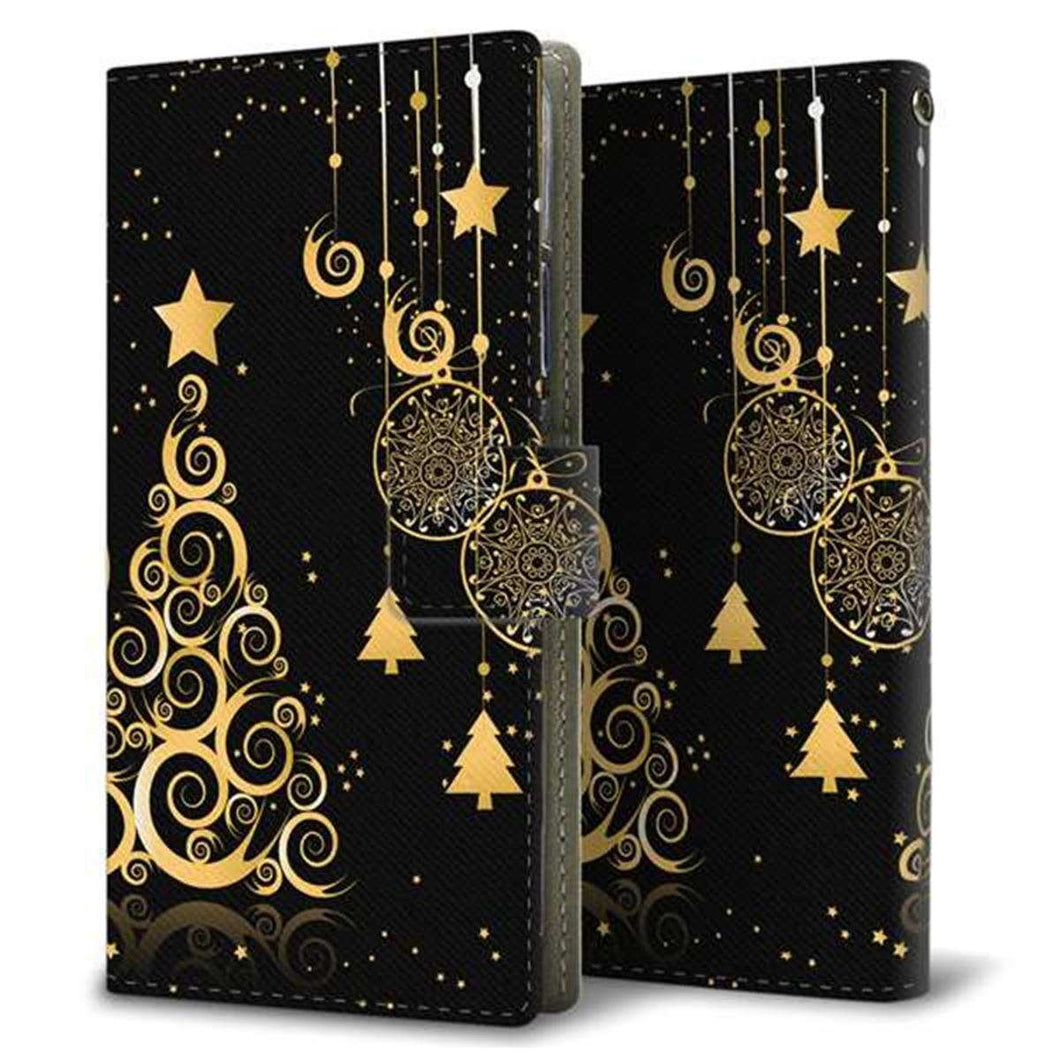 au ギャラクシー S10+ SCV42 画質仕上げ プリント手帳型ケース(薄型スリム)【721 その他のカラークリスマスツリー】