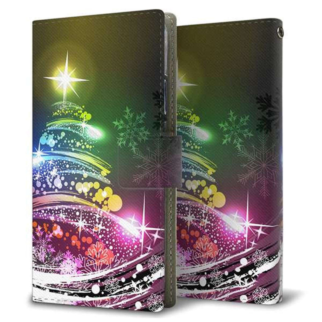 au アクオス U SHV37 画質仕上げ プリント手帳型ケース(薄型スリム)【722 レインボークリスマス】
