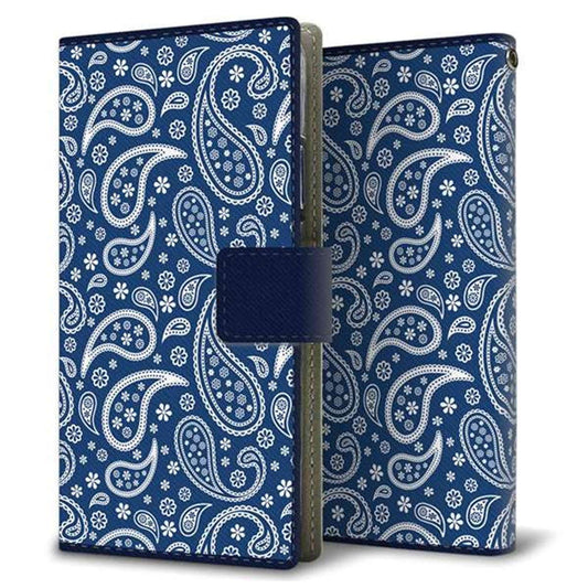 Y!mobile リベロS10 901ZT 画質仕上げ プリント手帳型ケース(薄型スリム)【764 ペイズリーブロンズブルー】