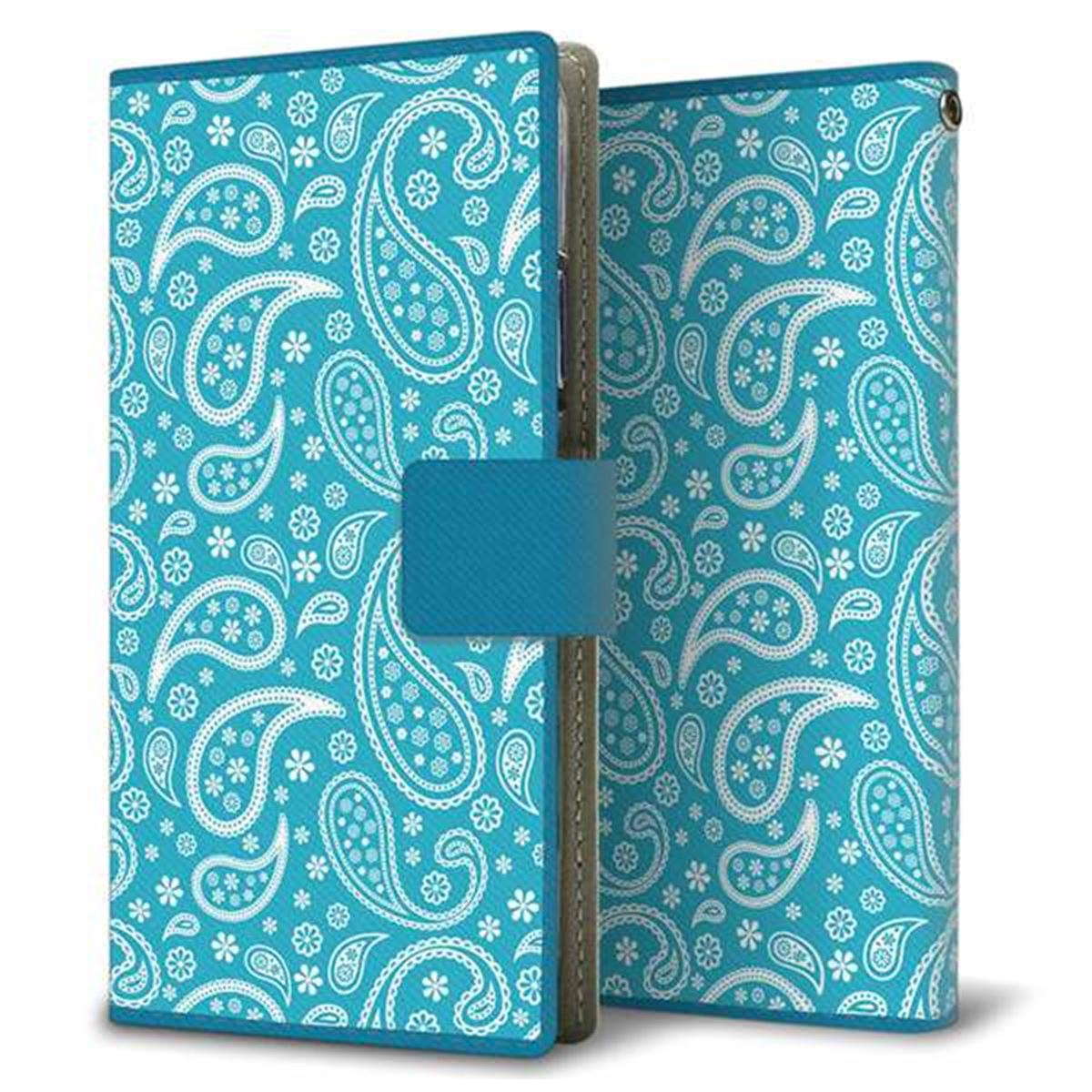 Y!mobile LG Q Stylus 801LG 画質仕上げ プリント手帳型ケース(薄型スリム)【766 ペイズリーブルー】
