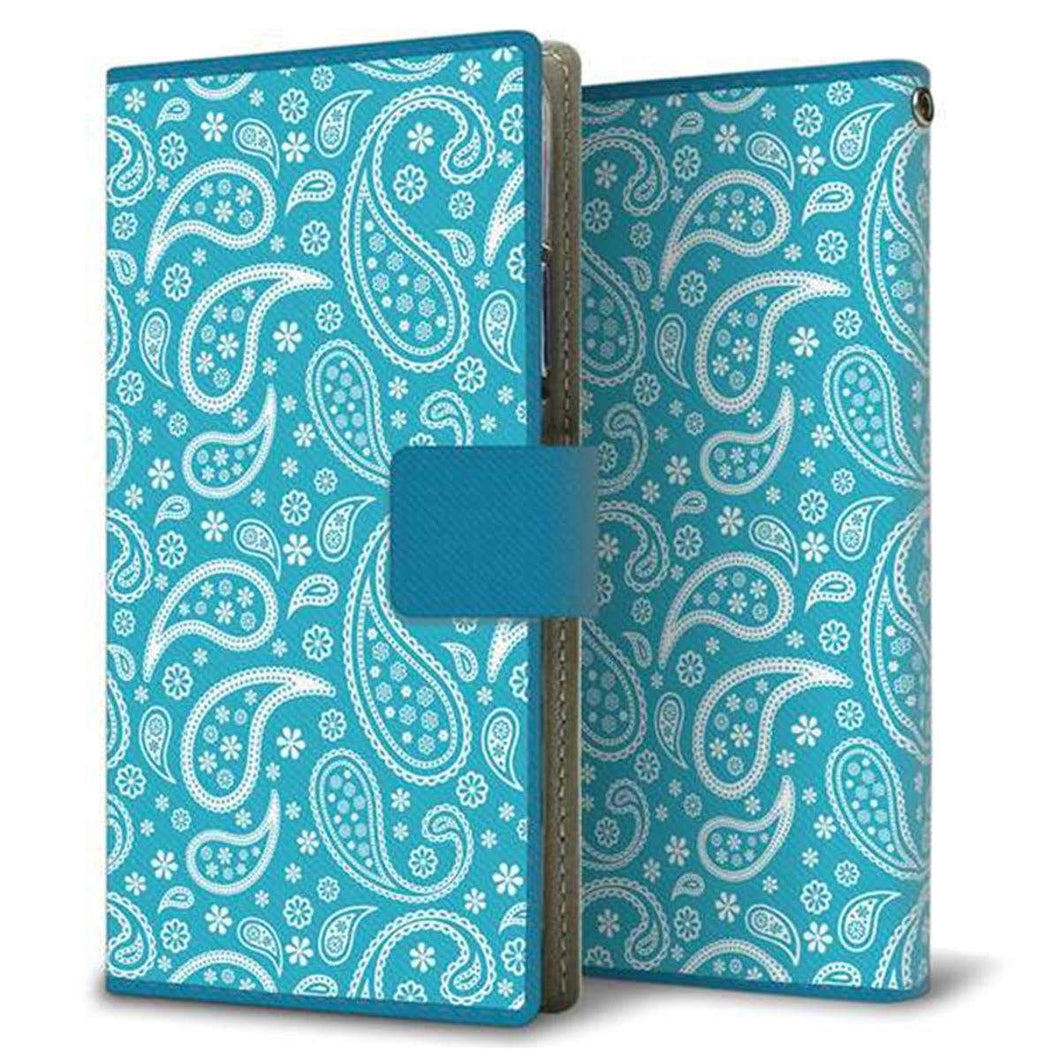 SIMフリー エクスペリア10 III Lite XQ-BT44 画質仕上げ プリント手帳型ケース(薄型スリム)【766 ペイズリーブルー】