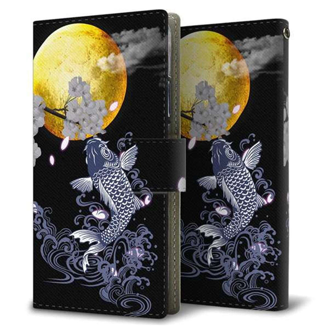 docomo ギャラクシー S9+ SC-03K 画質仕上げ プリント手帳型ケース(薄型スリム)【1030 月と鯉】