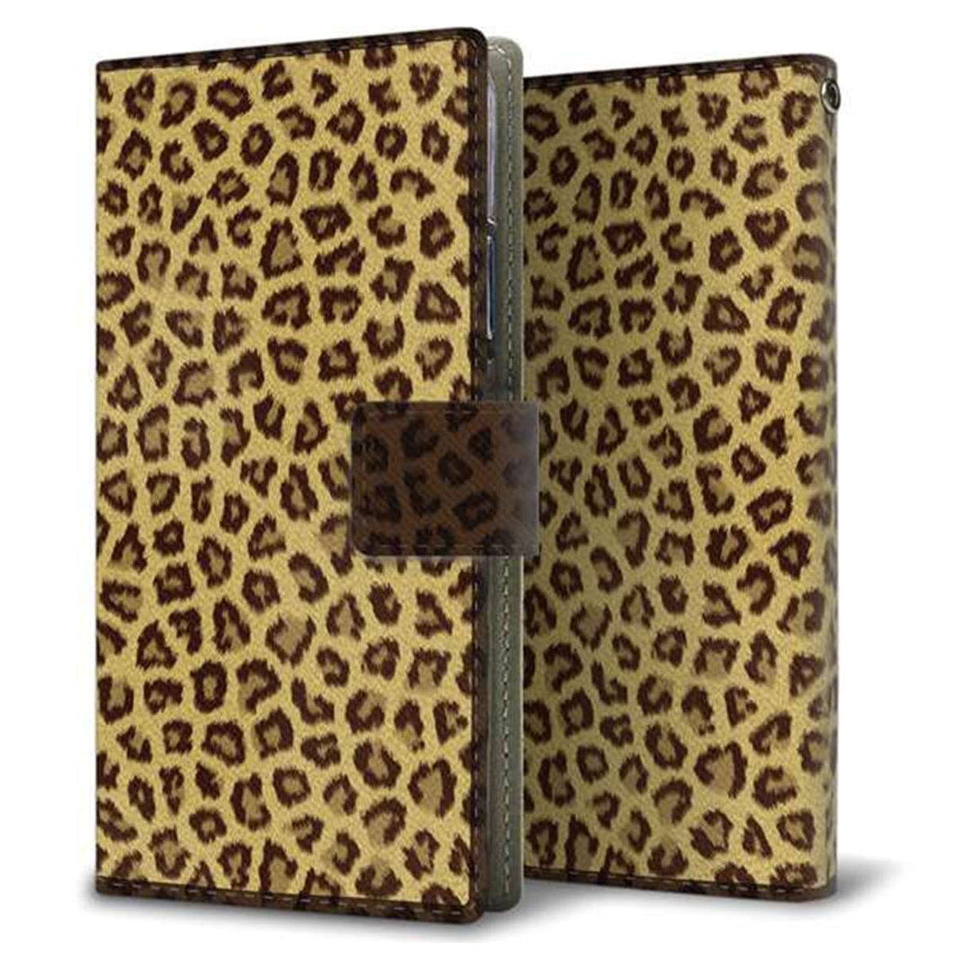 docomo ギャラクシー フィール2 SC-02L 画質仕上げ プリント手帳型ケース(薄型スリム)【1065 ヒョウ柄ベーシックSゴールド】