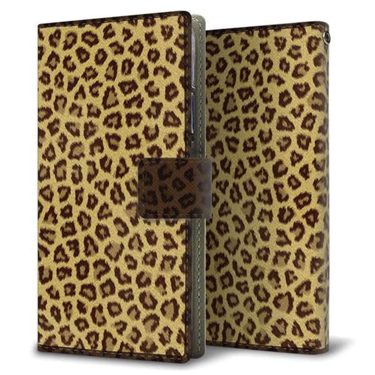 アクオス センス3 ライト SH-RM12 画質仕上げ プリント手帳型ケース(薄型スリム)【1065 ヒョウ柄ベーシックSゴールド】