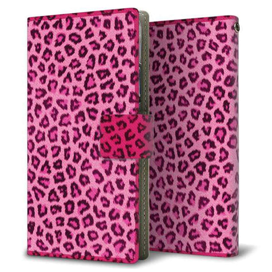 docomo アローズ NX F-01J 画質仕上げ プリント手帳型ケース(薄型スリム)【1066 ヒョウ柄ベーシックSピンク】