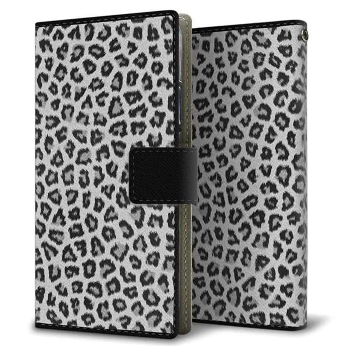 Y!mobile リベロS10 901ZT 画質仕上げ プリント手帳型ケース(薄型スリム)【1068 ヒョウ柄ベーシックSグレー】