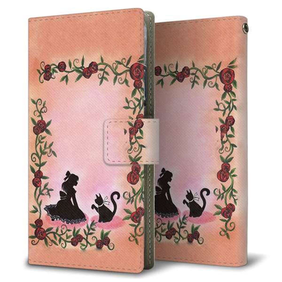 AQUOS sense7 SH-M24 楽天モバイル 画質仕上げ プリント手帳型ケース(薄型スリム)【1096 お姫様とネコ（カラー）】