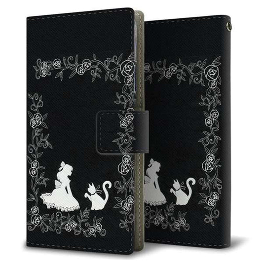 au アクオスゼロ2 SHV47 画質仕上げ プリント手帳型ケース(薄型スリム)【1097 お姫様とネコ（モノトーン）】