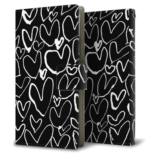 softbank arrows U 801FJ 高画質仕上げ プリント手帳型ケース(薄型スリム)【1124 ハート BK＆WH】
