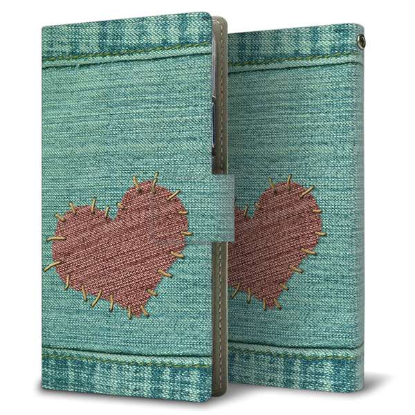 Google Pixel 4a 高画質仕上げ プリント手帳型ケース(薄型スリム)【1142 デニムとハート】