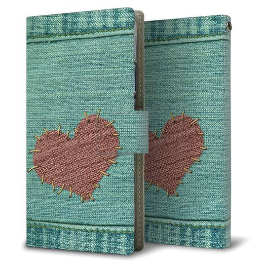 SoftBank HUAWEI nova lite 2 704HW 高画質仕上げ プリント手帳型ケース(薄型スリム)【1142 デニムとハート】