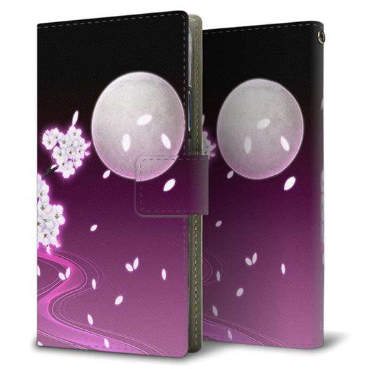 OPPO（オッポ） A5 2020 高画質仕上げ プリント手帳型ケース(薄型スリム)【1223 紫に染まる月と桜】