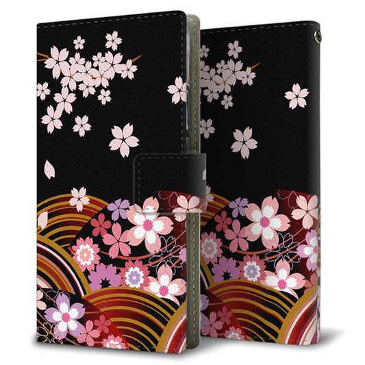 SoftBank エクスペリア XZ1 701SO 高画質仕上げ プリント手帳型ケース(薄型スリム)【1237 和柄＆筆文字・夜桜の宴】