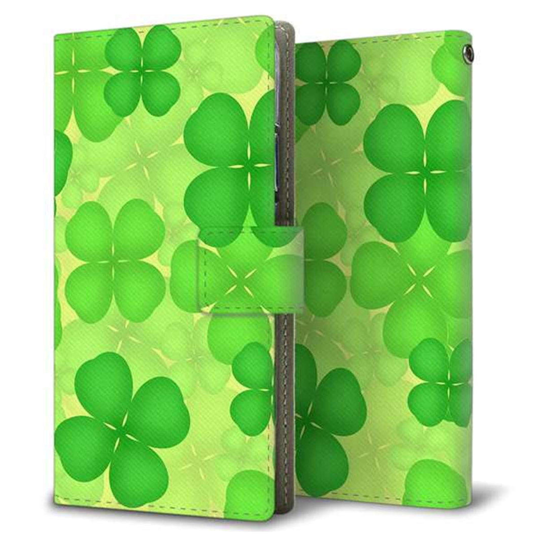 SoftBank エクスペリア1 III A101SO 画質仕上げ プリント手帳型ケース(薄型スリム)【1297 四つ葉のクローバー】