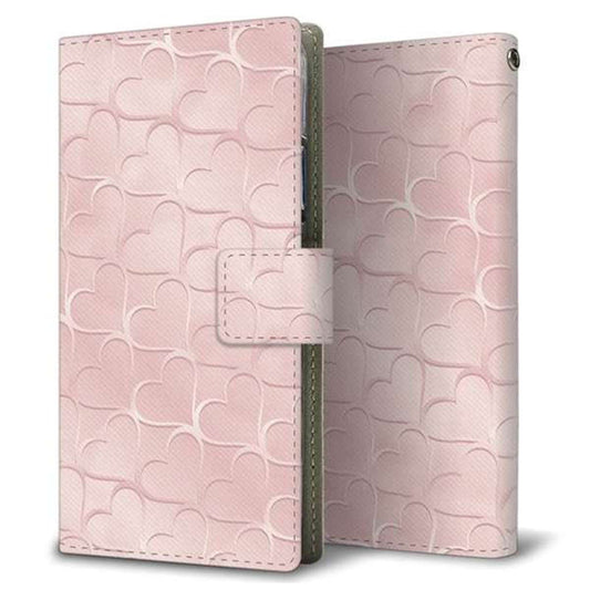 Xperia Ace III SOG08 au 画質仕上げ プリント手帳型ケース(薄型スリム)【1340 かくれハート（ローズピンク）】