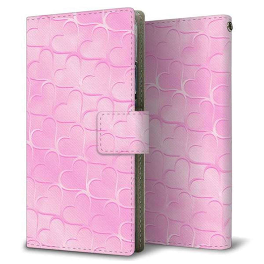 Y!mobile かんたんスマホ2 A001KC 画質仕上げ プリント手帳型ケース(薄型スリム)【1342 かくれハート（ピンク）】