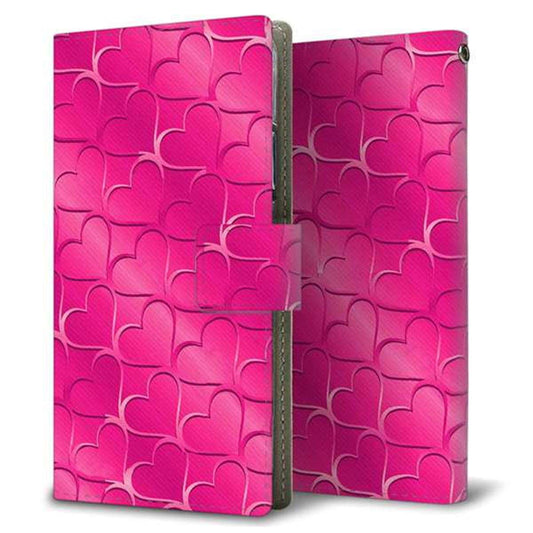 au アクオスゼロ6 SHG04 画質仕上げ プリント手帳型ケース(薄型スリム)【1347 かくれハート（ショッキングピンク）】