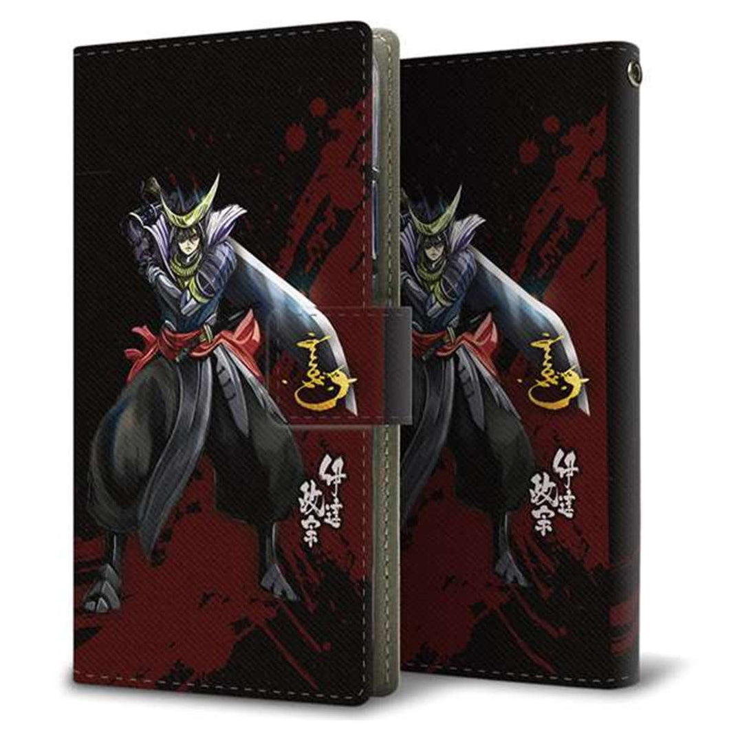 au ギャラクシーA21 シンプル SCV49 画質仕上げ プリント手帳型ケース(薄型スリム)【AB809 伊達政宗 イラストと花押】
