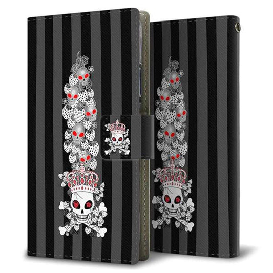 au ギャラクシー S10+ SCV42 画質仕上げ プリント手帳型ケース(薄型スリム)【AG802 苺骸骨王冠蔦（黒）】