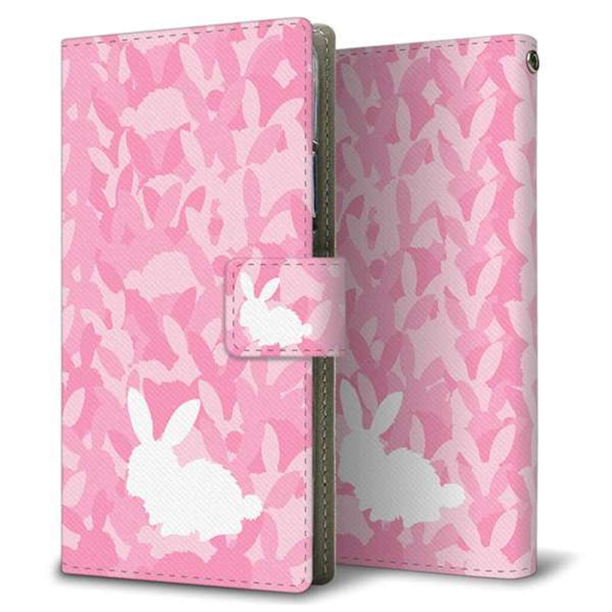 SIMフリー エクスペリア10 III Lite XQ-BT44 画質仕上げ プリント手帳型ケース(薄型スリム)【AG804 うさぎ迷彩風（ピンク）】