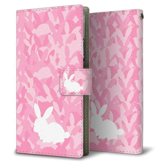 Y!mobile エクスペリア10 III A102SO 画質仕上げ プリント手帳型ケース(薄型スリム)【AG804 うさぎ迷彩風（ピンク）】