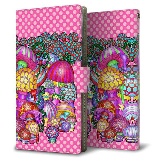 softbank エクスペリア XZs 602SO 高画質仕上げ プリント手帳型ケース(薄型スリム)【AG806 きのこ（ピンク）】