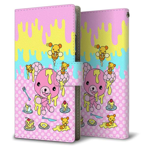 HUAWEI（ファーウェイ） nova lite 3プラス POT-LX2J 高画質仕上げ プリント手帳型ケース(薄型スリム)【AG822 ハニベア（水玉ピンク）】