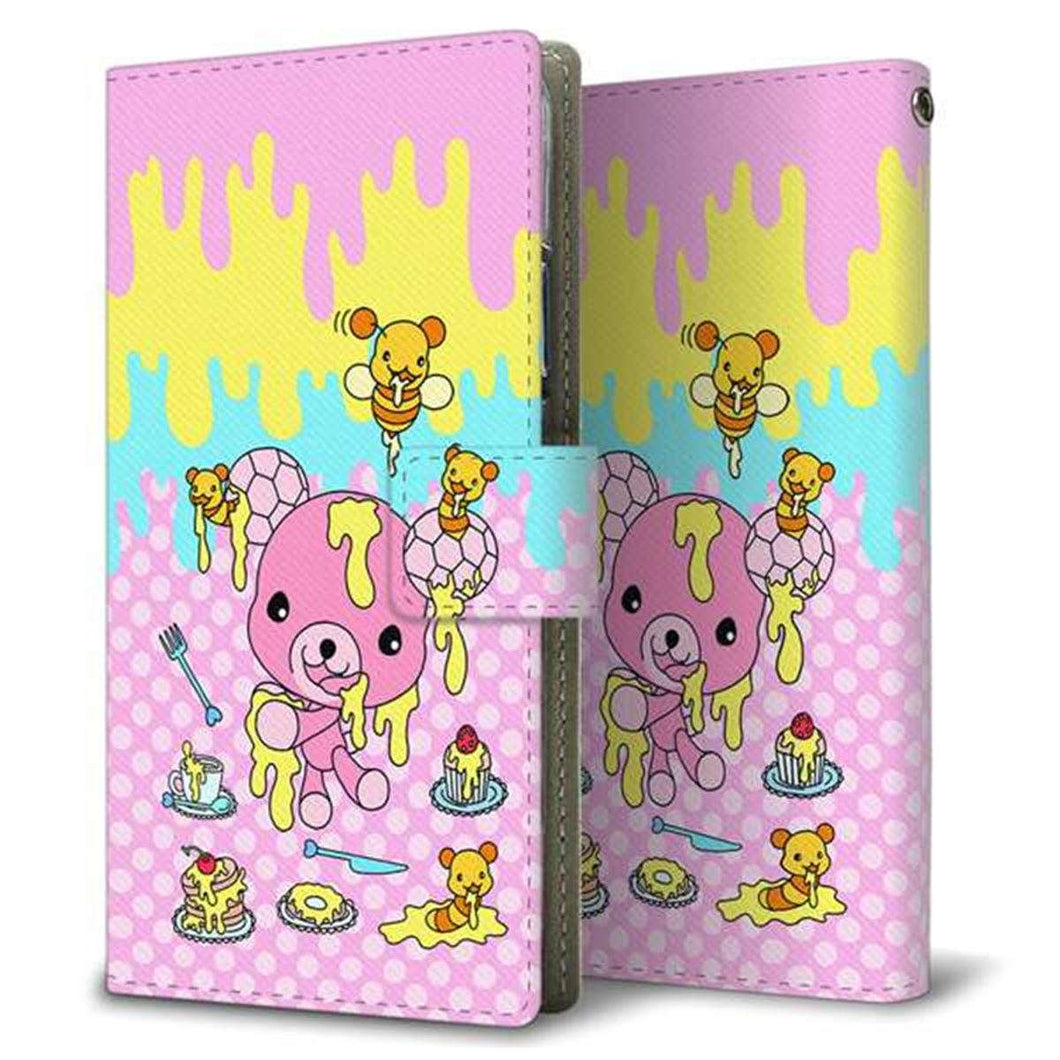 ZenFone（ゼンフォン）Max(M2) ZB633KL 画質仕上げ プリント手帳型ケース(薄型スリム)【AG822 ハニベア（水玉ピンク）】