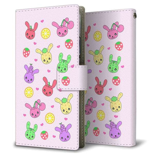 HUAWEI（ファーウェイ） P40 lite E ART-L29N 画質仕上げ プリント手帳型ケース(薄型スリム)【AG825 フルーツうさぎのブルーラビッツ（ピンク）】