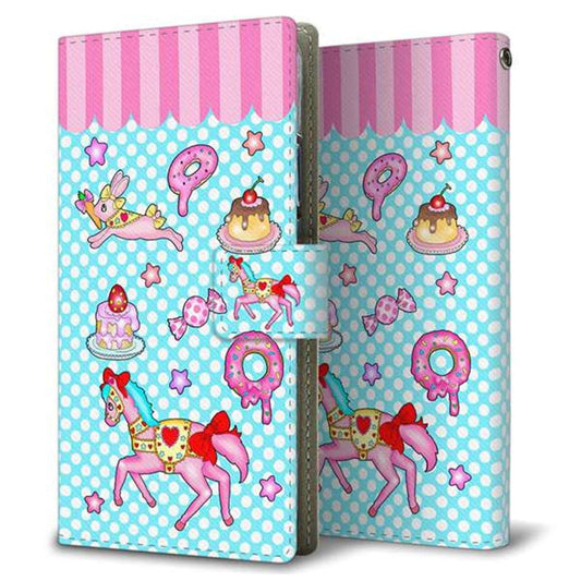 au エクスペリア1 III SOG03 画質仕上げ プリント手帳型ケース(薄型スリム)【AG828 メリーゴーランド（水色）】