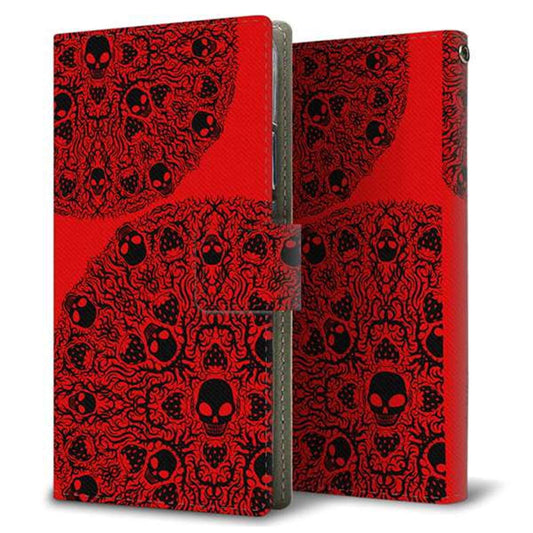au アクオス セリエ SHV34 画質仕上げ プリント手帳型ケース(薄型スリム)【AG835 苺骸骨曼荼羅（赤）】