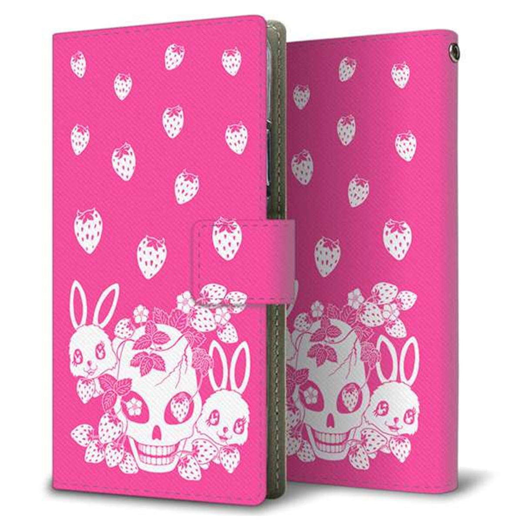 Y!mobile かんたんスマホ2 A001KC 画質仕上げ プリント手帳型ケース(薄型スリム)【AG836 苺兎（ピンク）】