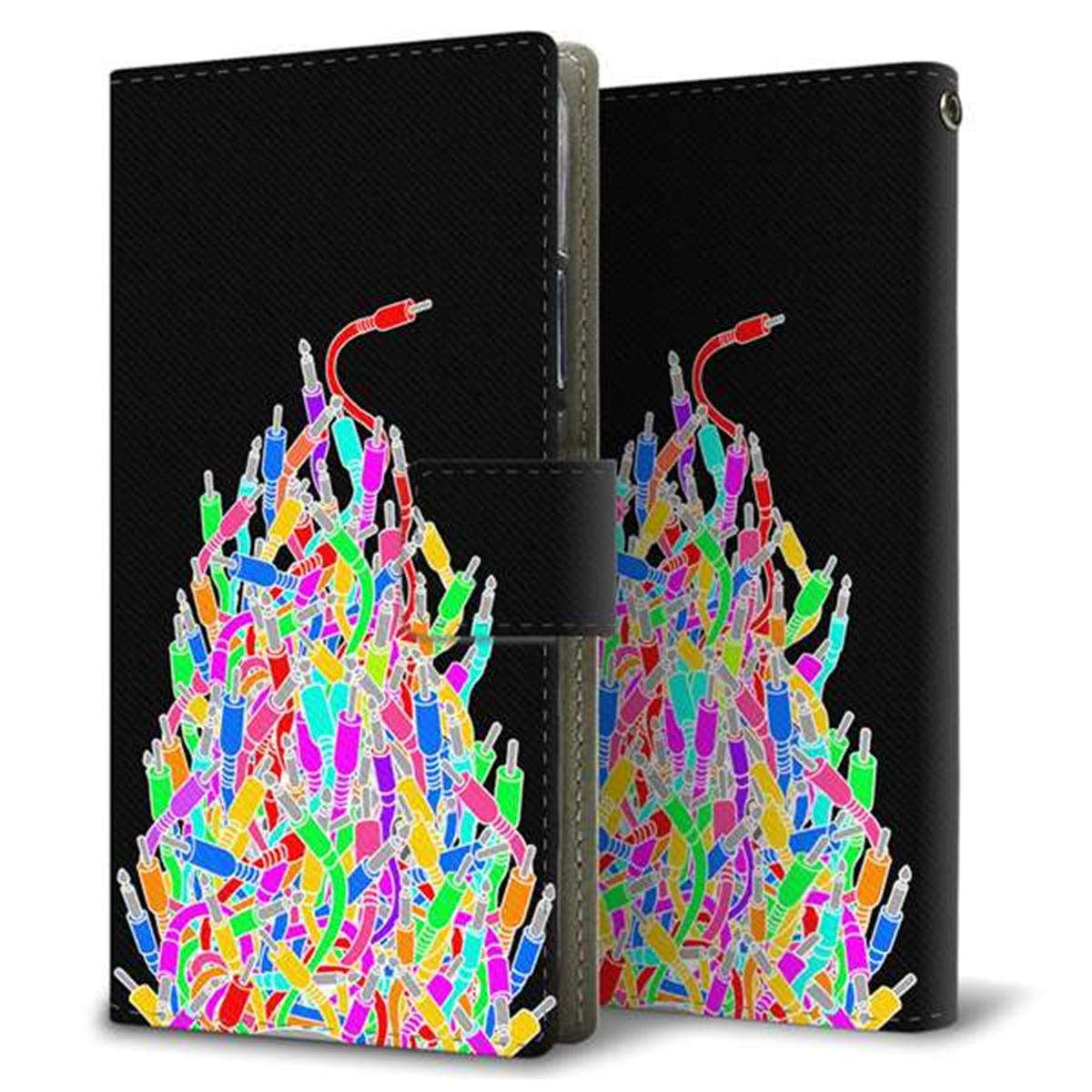 au ギャラクシー S10+ SCV42 画質仕上げ プリント手帳型ケース(薄型スリム)【AG841 ケーブルプラグ（黒）】