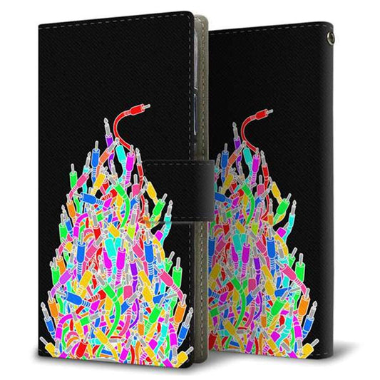 docomo エクスペリアXZ SO-01J 画質仕上げ プリント手帳型ケース(薄型スリム)【AG841 ケーブルプラグ（黒）】
