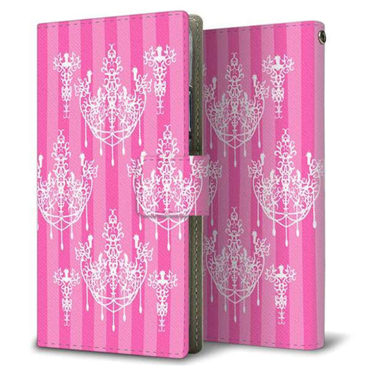 アクオスセンス2 SH-M08 画質仕上げ プリント手帳型ケース(薄型スリム)【AG845 シャンデリアストライプ（ピンク）】