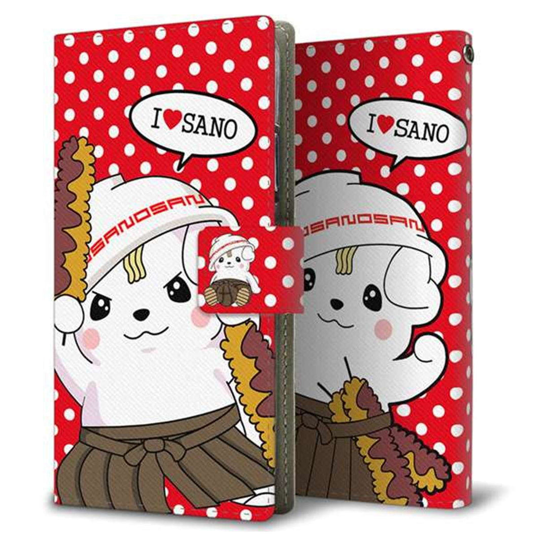 楽天モバイル Rakuten BIGs 画質仕上げ プリント手帳型ケース(薄型スリム)【CA831 さのまると水玉（赤）】