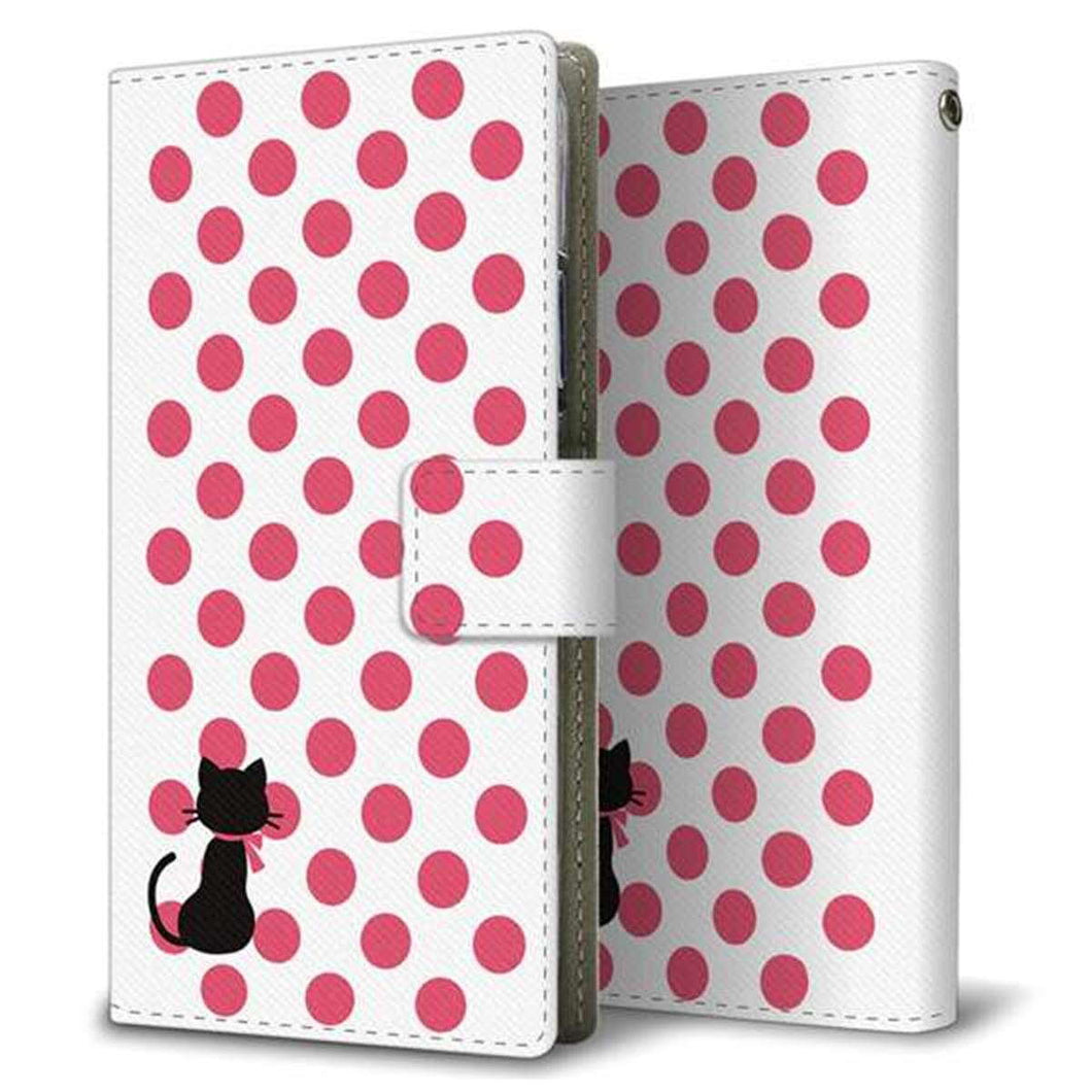 docomo アローズ NX F-01J 画質仕上げ プリント手帳型ケース(薄型スリム)【EK807 ネコとシンプル ピンク】