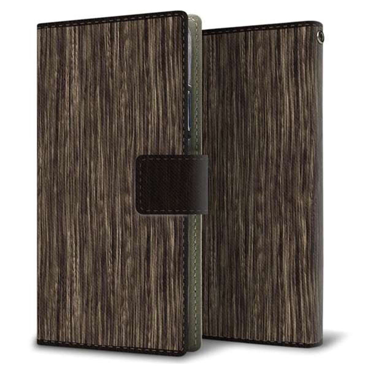 docomo アローズ ビー F-05J 画質仕上げ プリント手帳型ケース(薄型スリム)【EK848 木目ダークブラウン】