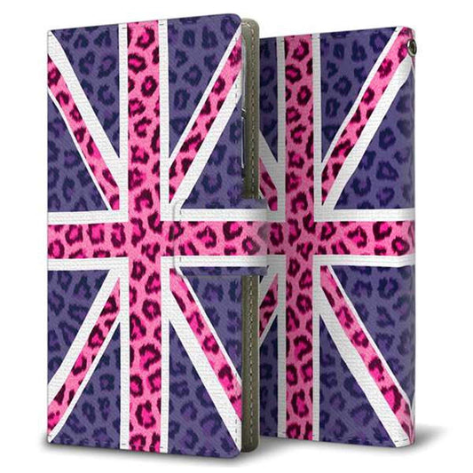 docomo らくらくスマートフォン4 F-04J 画質仕上げ プリント手帳型ケース(薄型スリム)【EK893 ユニオンジャックヒョウ】