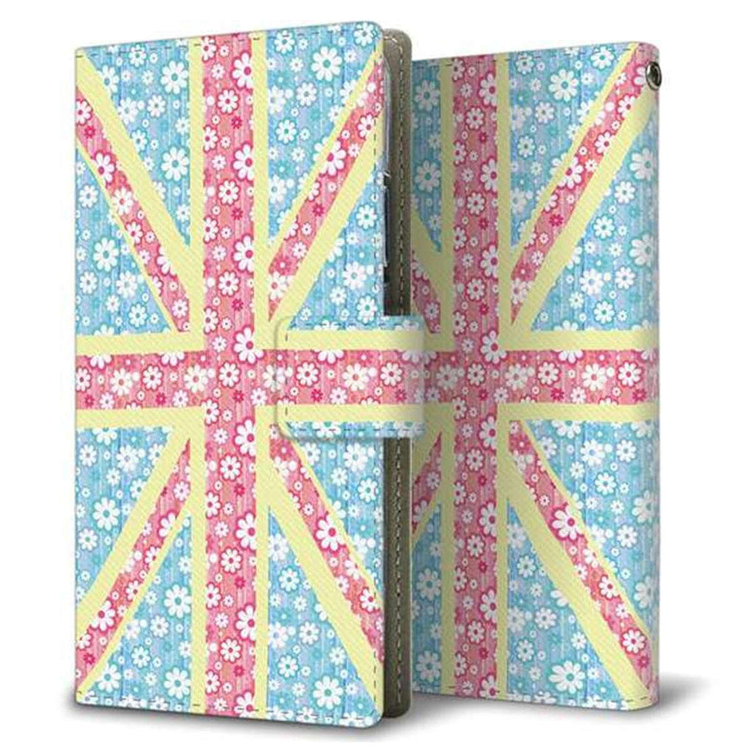 Xperia 5 III SOG05 au 画質仕上げ プリント手帳型ケース(薄型スリム)【EK895 ユニオンジャックパステルフラワー】