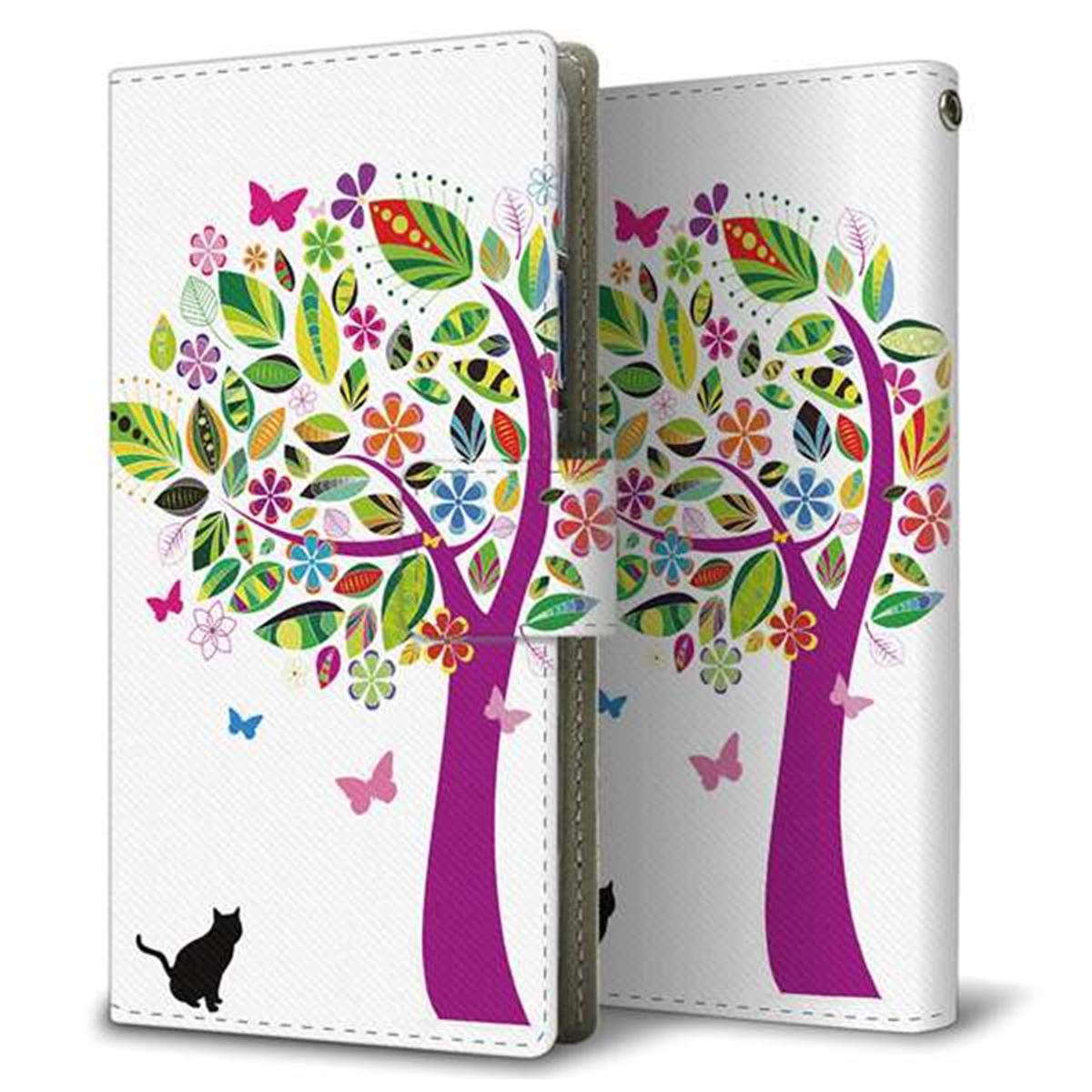 HUAWEI（ファーウェイ） P40 lite E ART-L29N 画質仕上げ プリント手帳型ケース(薄型スリム)【EK907 花とネコ】