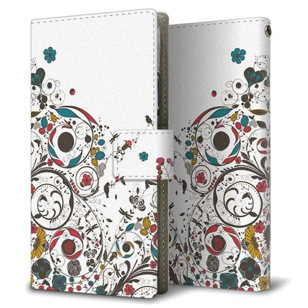 Xperia Ace III SOG08 au 画質仕上げ プリント手帳型ケース(薄型スリム)【EK908  カラフルな花と鳥】